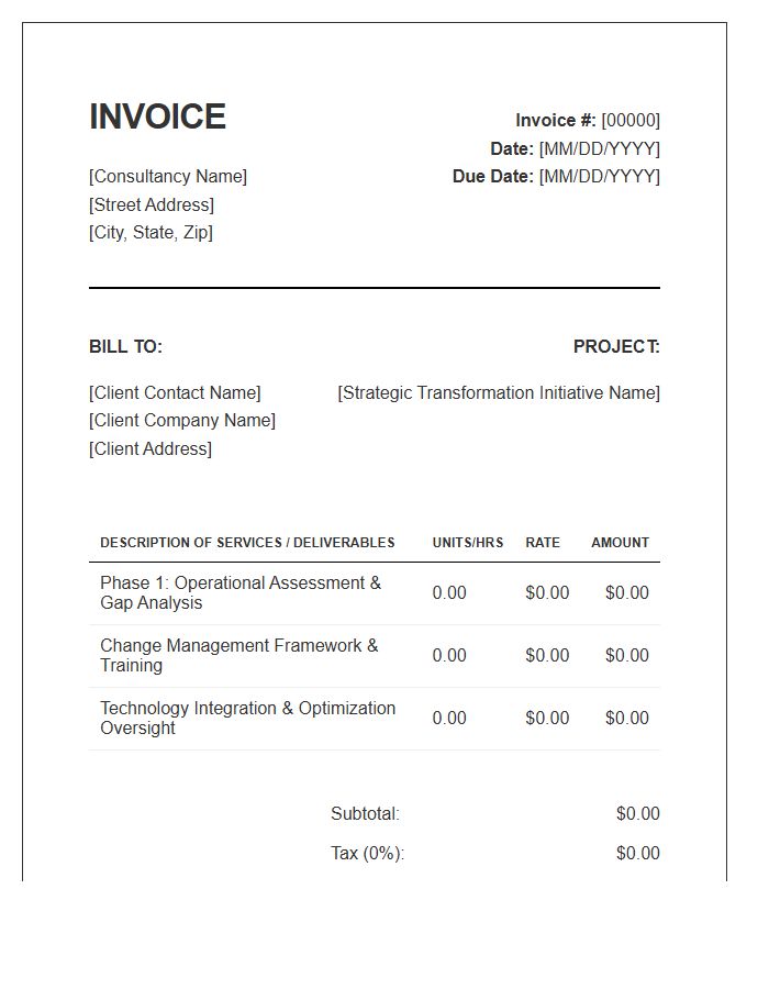 Business Transformation Consulting Invoice Template