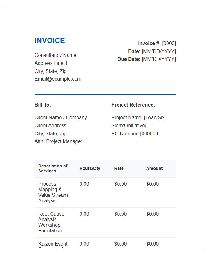 Continuous Improvement Consulting Invoice Template