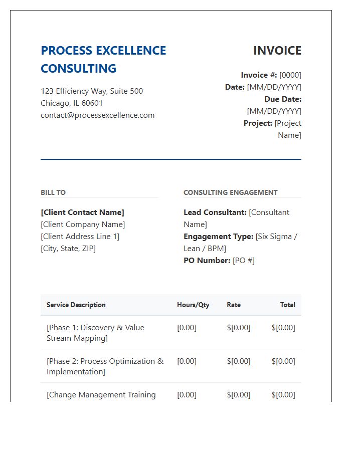 Corporate Process Excellence Consulting Invoice Template