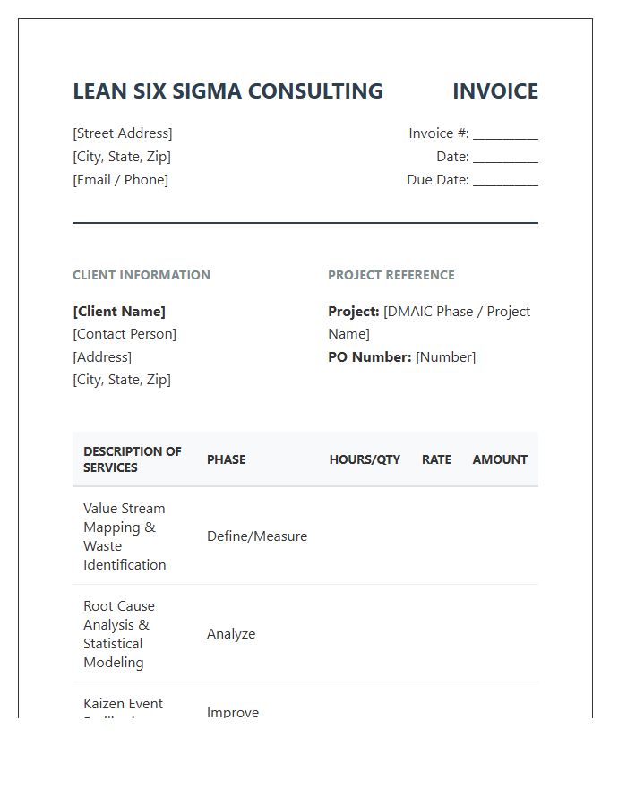 Lean Six Sigma Consulting Invoice Template