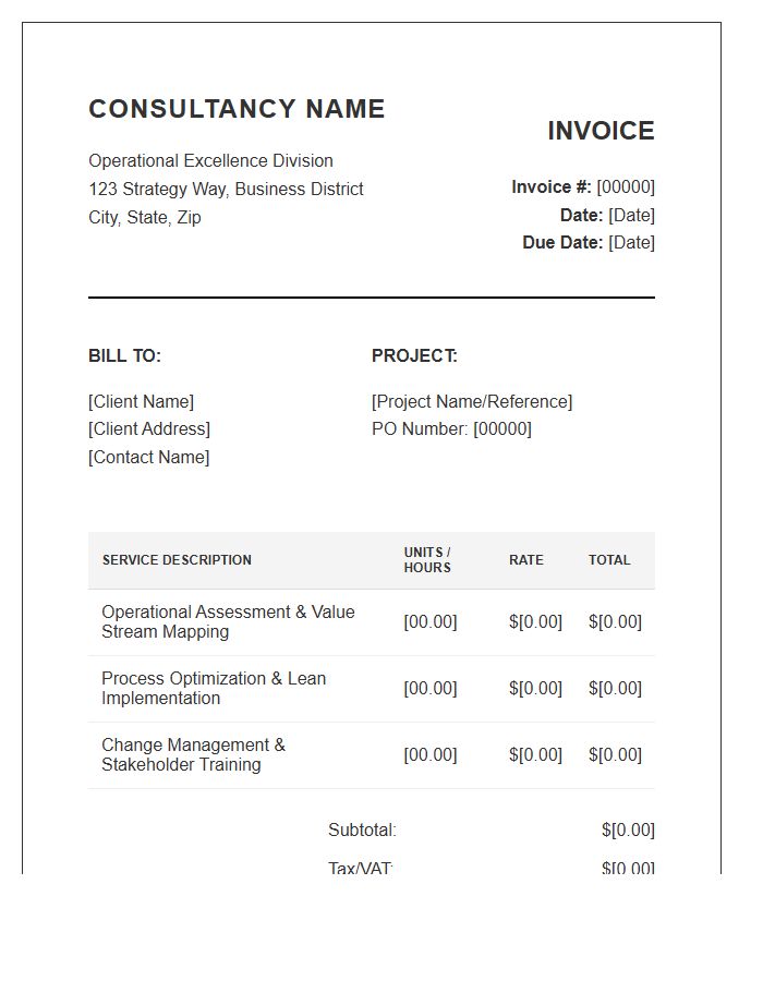 Management Consulting Operational Excellence Invoice Template