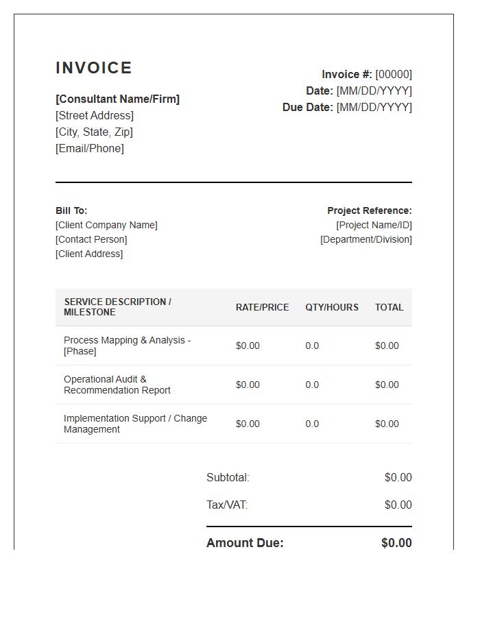 Operational Efficiency Consultant Invoice Template