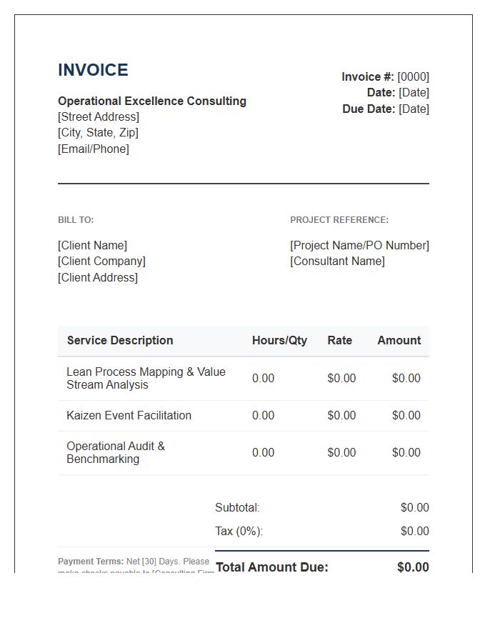 Operational Excellence Consulting Invoice Template