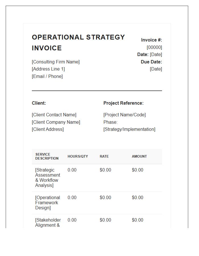 Operational Strategy Consulting Invoice Template