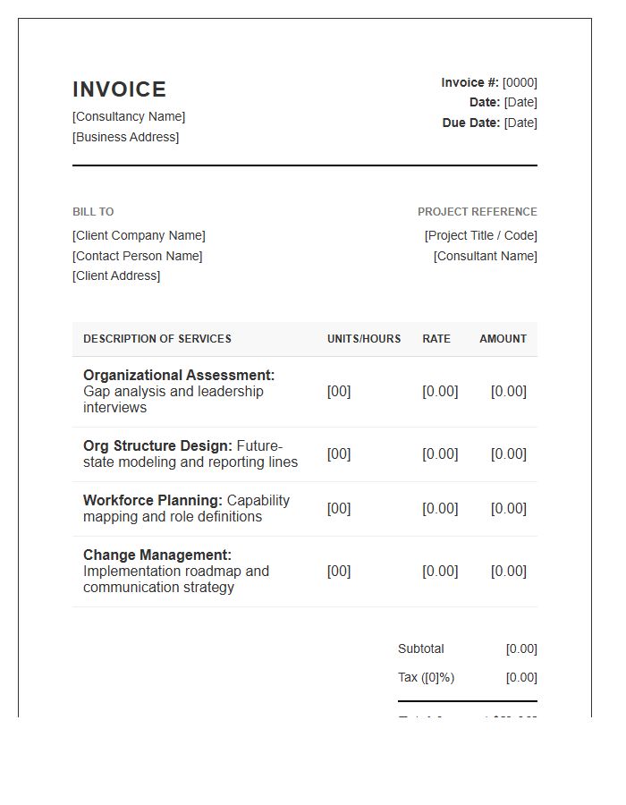 Organizational Design Consulting Invoice Template