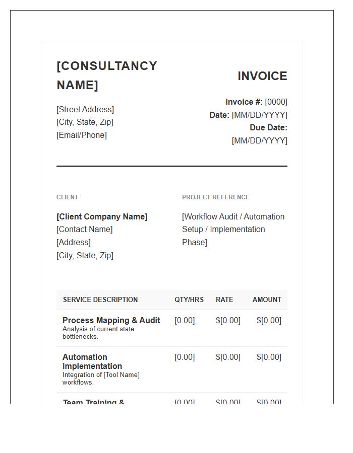 Workflow Optimization Consulting Invoice Template