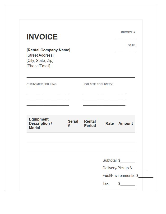 Forklift Rental Transaction Invoice Template