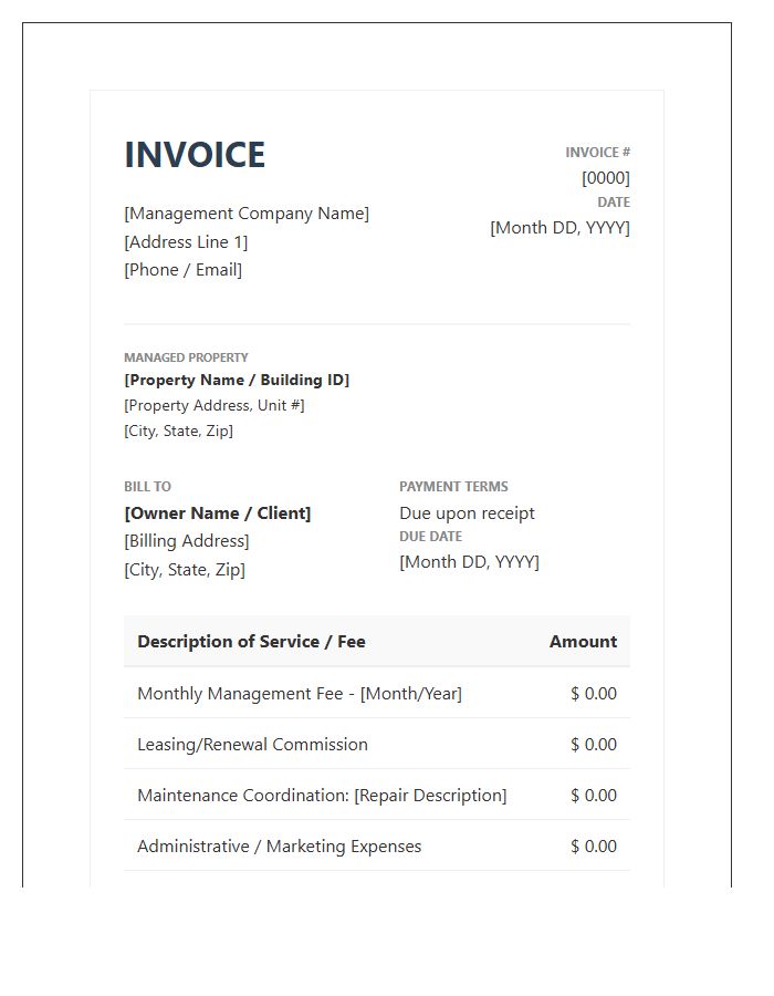 Real Estate Property Management Invoice Template