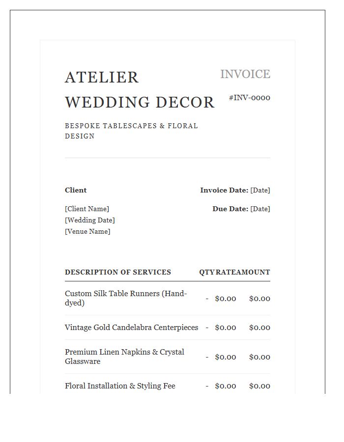 Elegant Wedding Table Decor Invoice Template