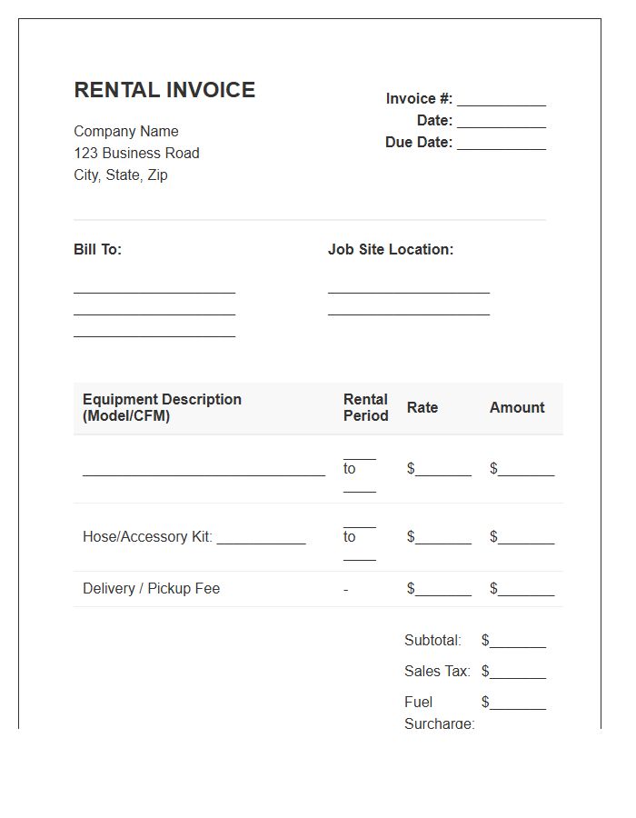 Air Compressor Rental Invoice Template