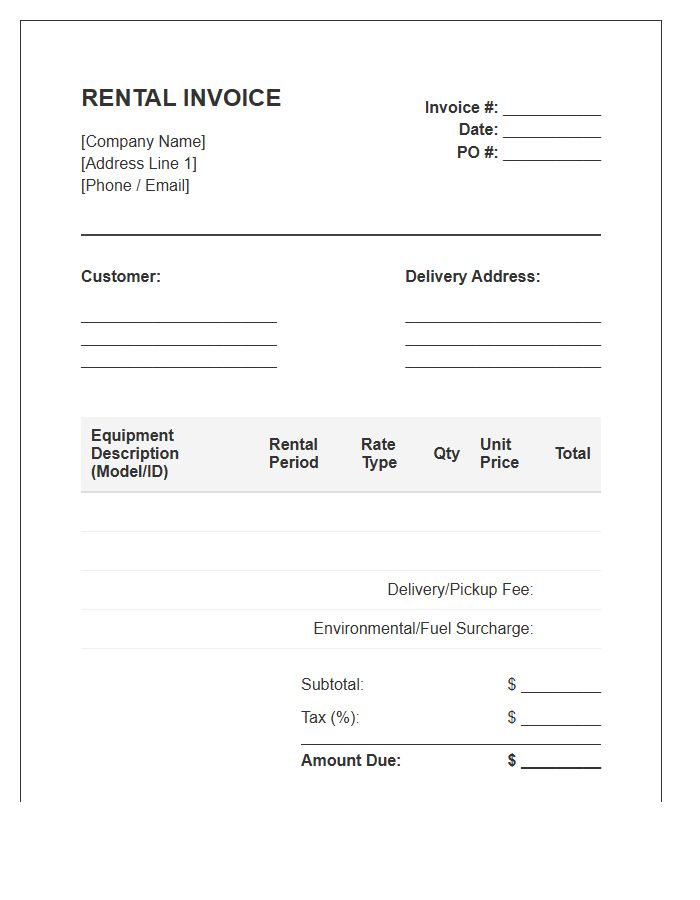 Forklift Rental Invoice Template