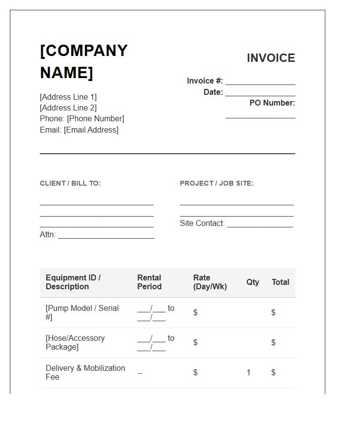 Industrial Pump Rental Invoice Template