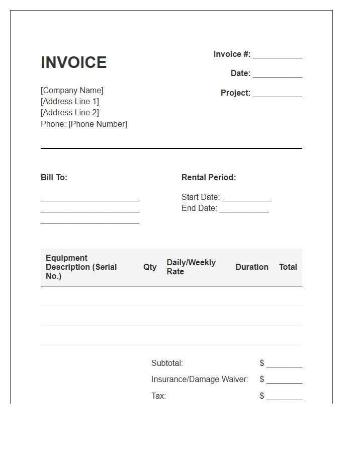 Lifting Gear Rental Invoice Template