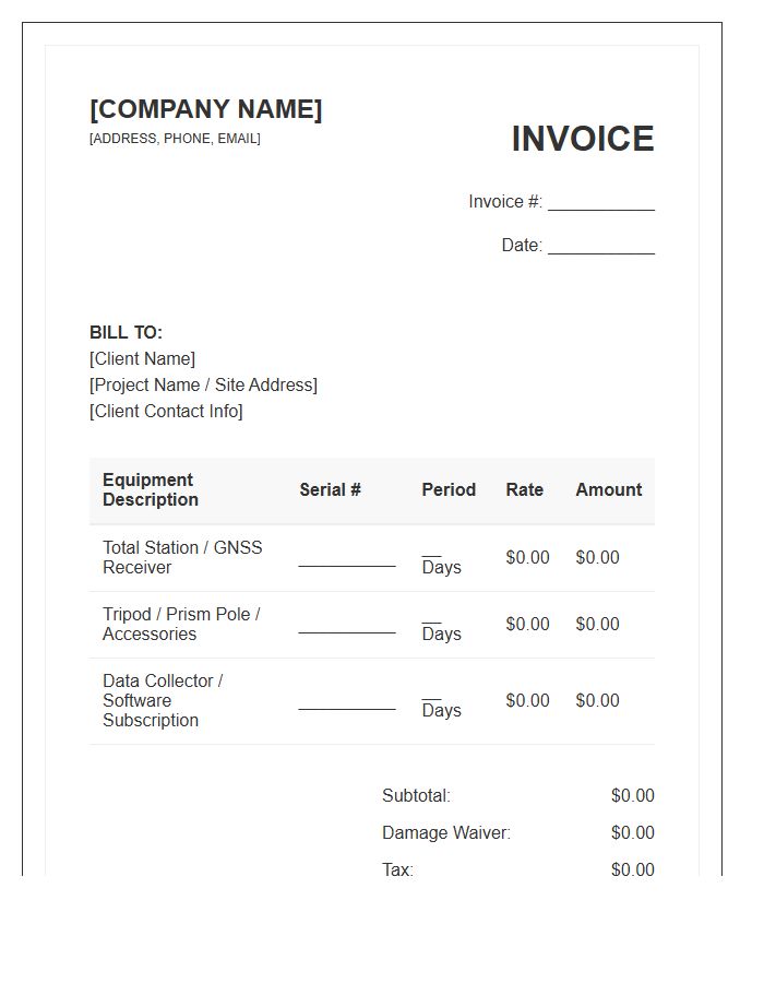Surveying Equipment Rental Invoice Template