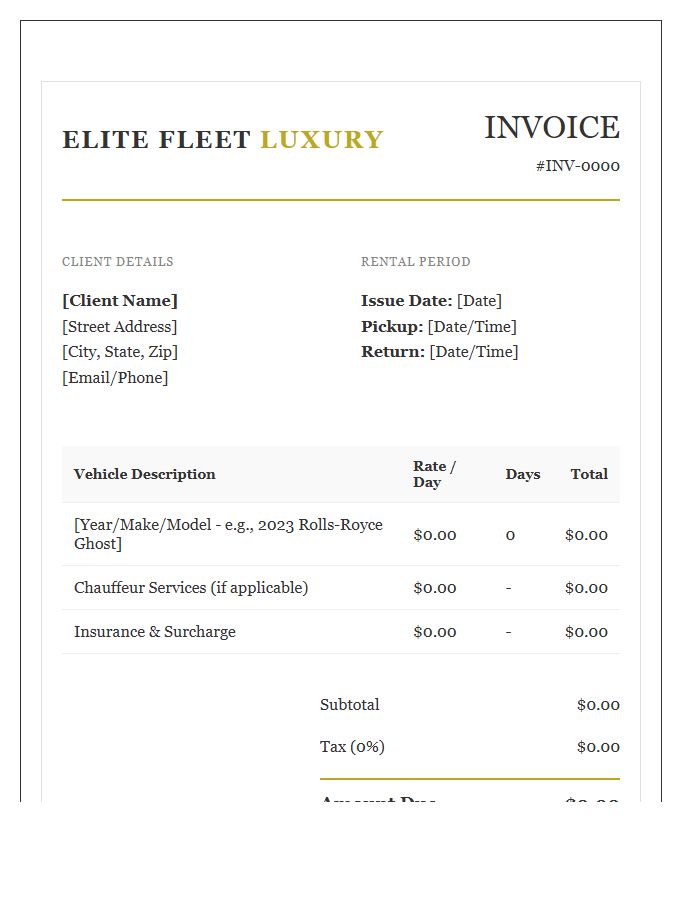 Luxury Fleet Rental Invoice Template