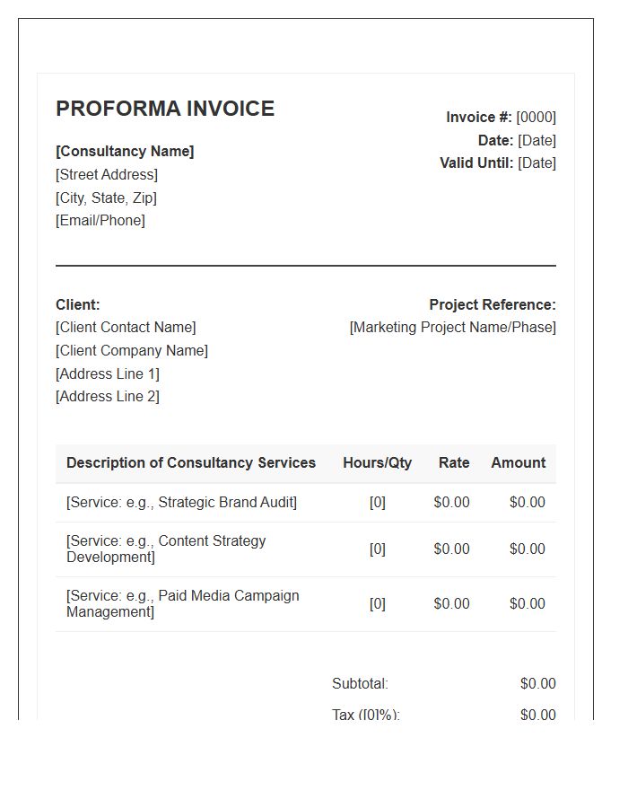 Marketing Consultancy Project Proforma Invoice Template