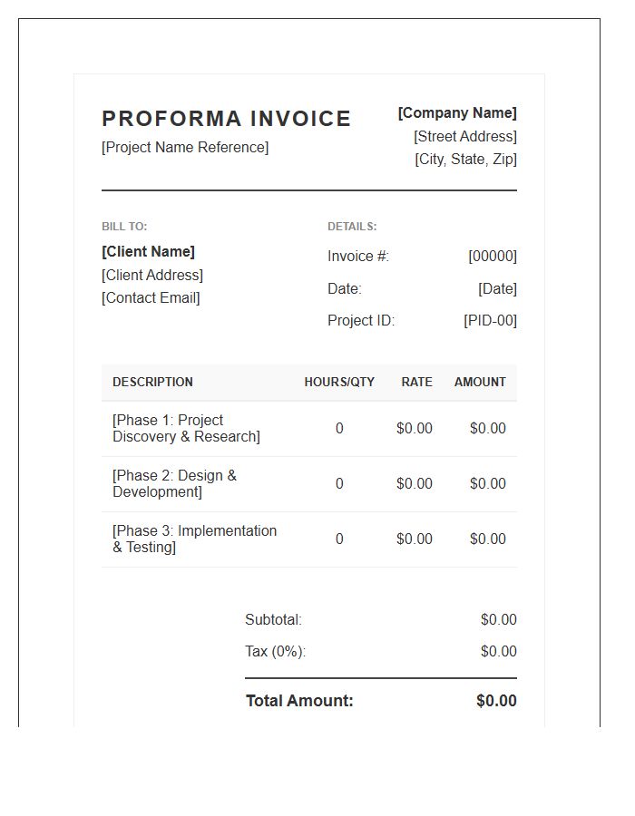 Premium Project Proforma Invoice Template
