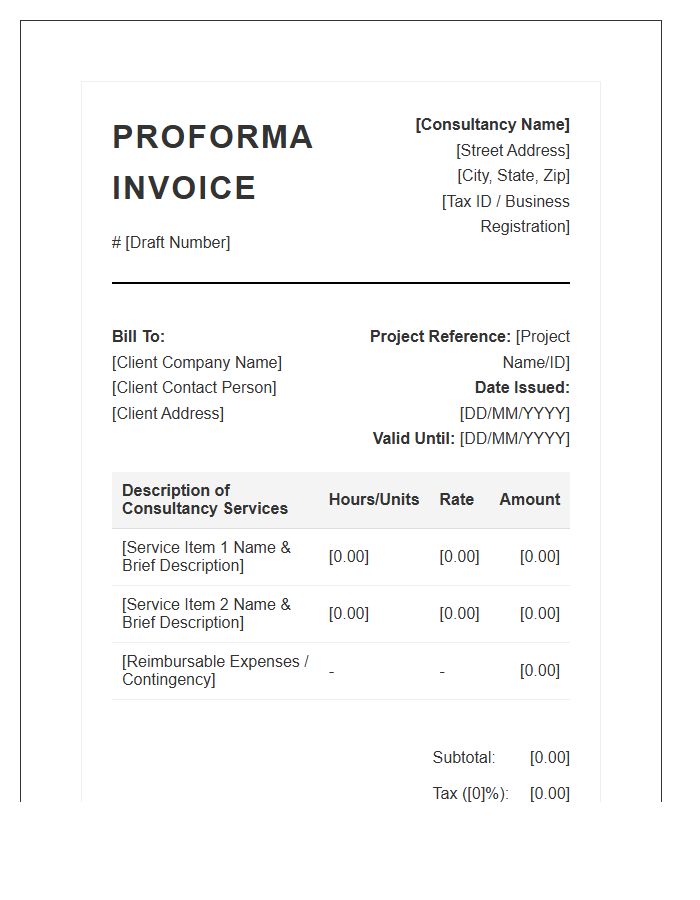 Standard Consultancy Project Proforma Invoice Template