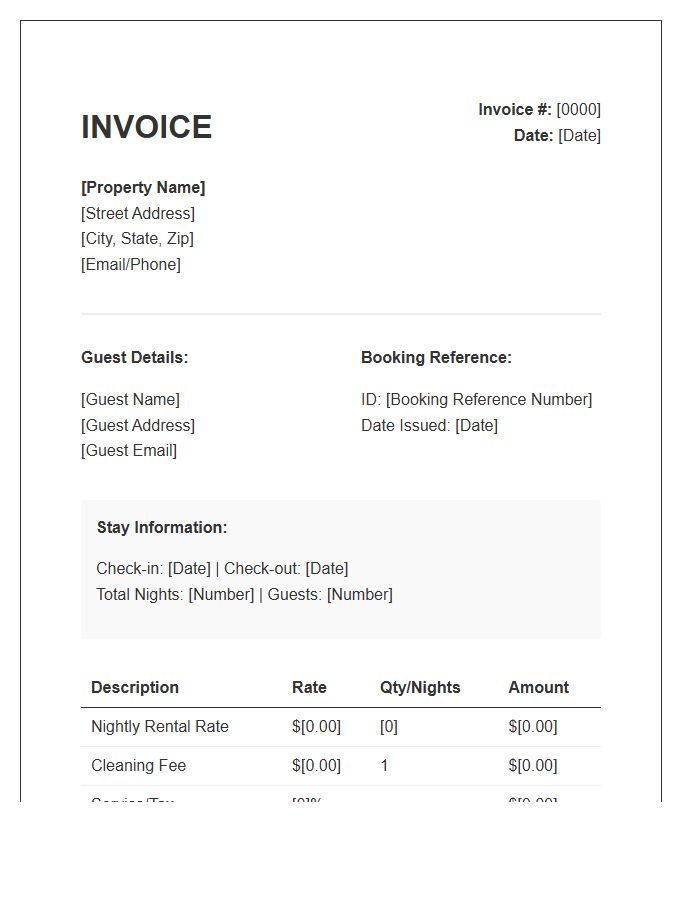 Holiday Home Rental Invoice Template