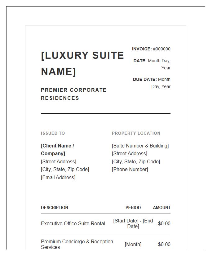 Luxury Office Suite Rental Invoice Template