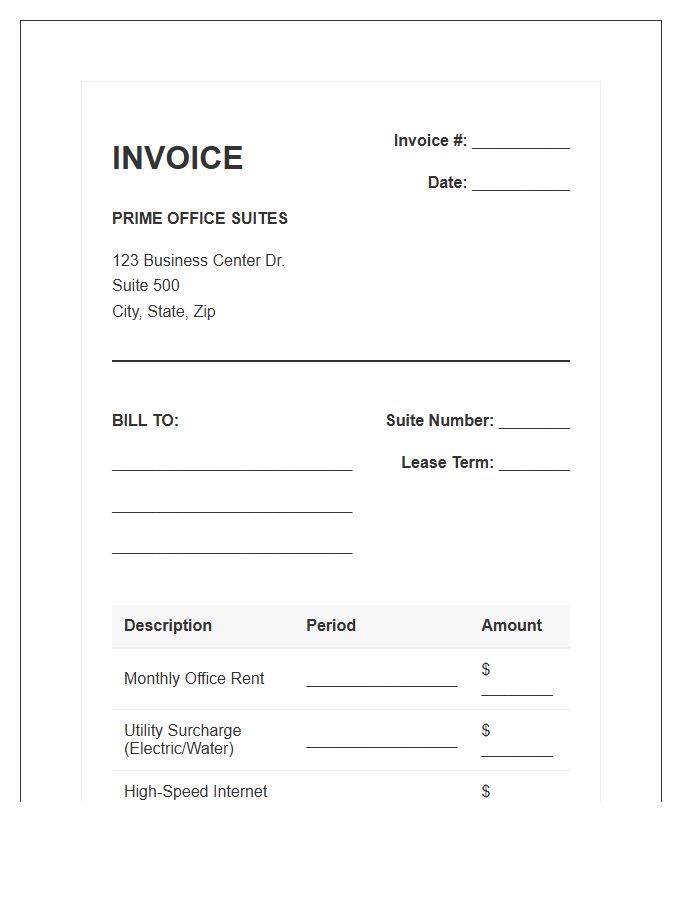 Prime Office Suite Rental Invoice Template