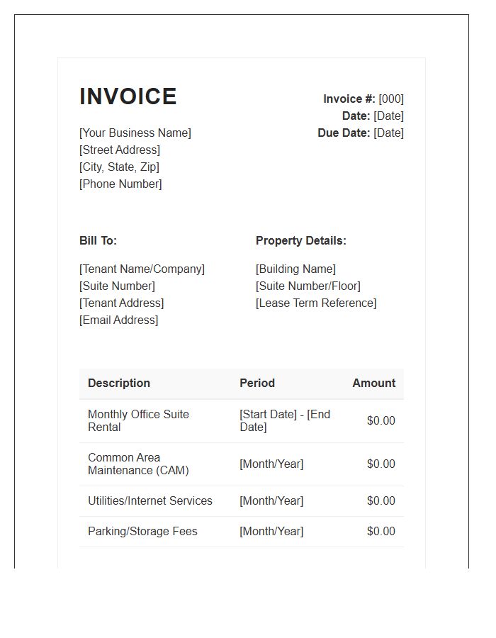 Small Business Office Suite Rental Invoice Template