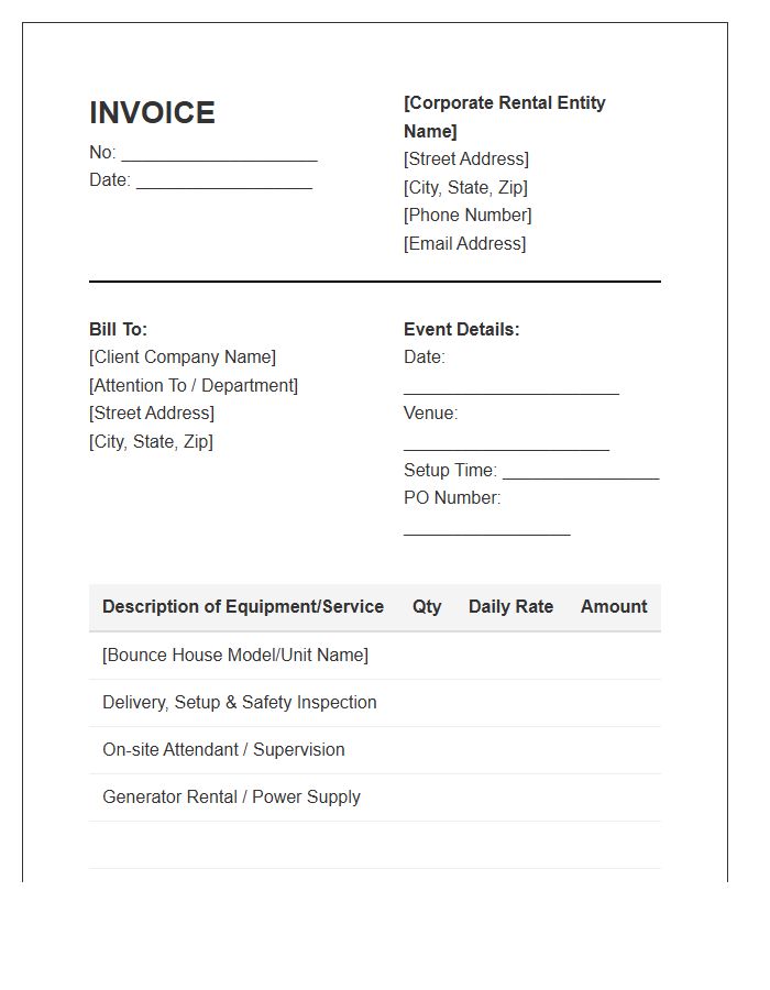 Corporate Bounce House Rental Invoice Template