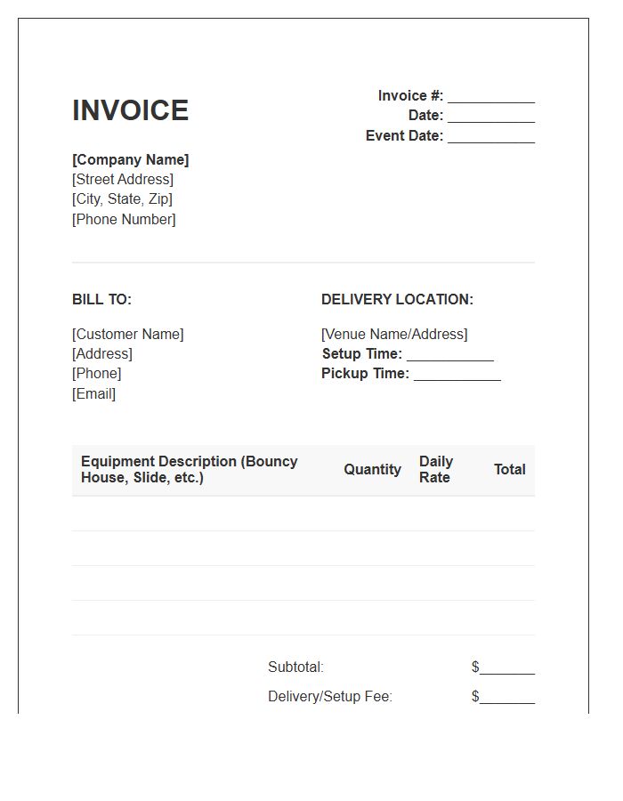 Party Inflatable Equipment Invoice Template
