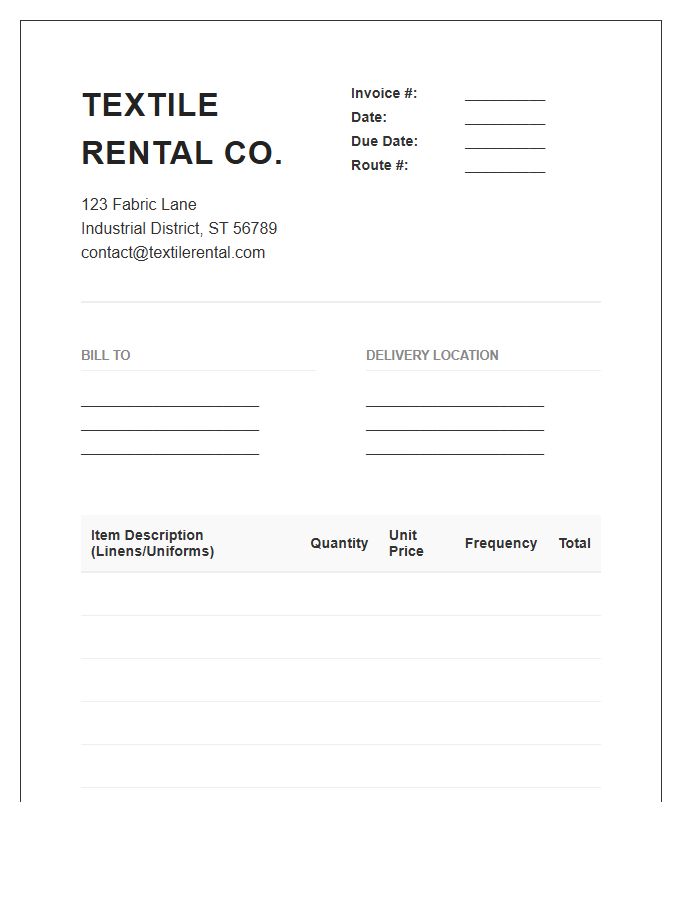 Textile Rental Service Invoice Template