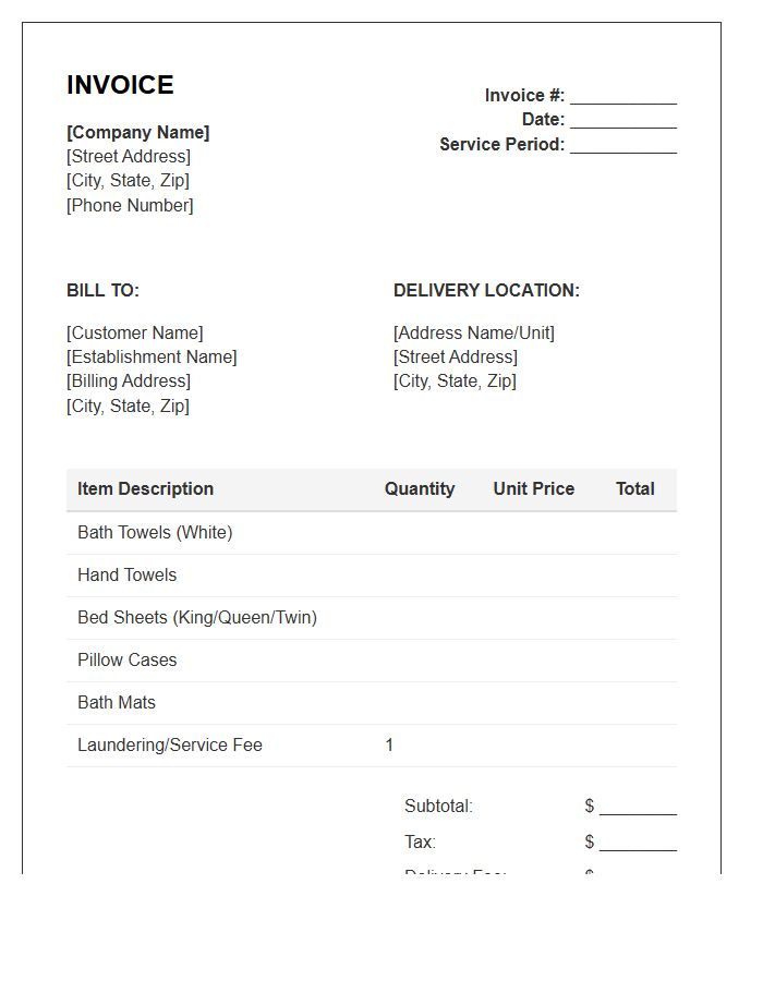 Towel And Linen Rental Invoice Template