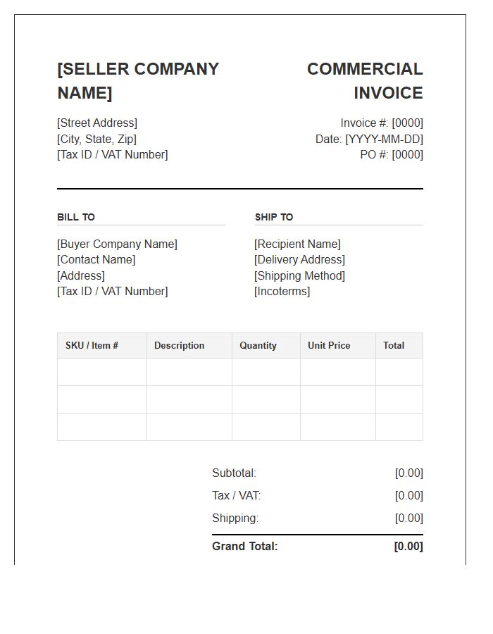 B2B Commercial Purchase Invoice Template