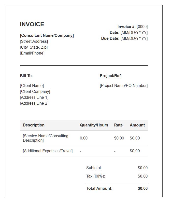 Consultant Professional Purchase Invoice Template