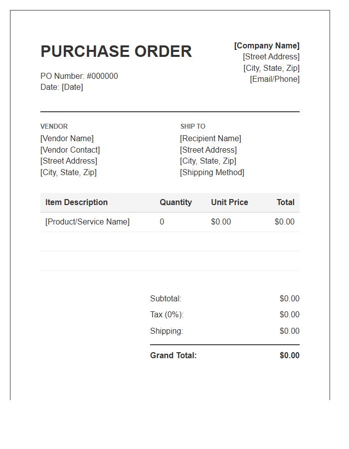 Corporate Purchase Order Invoice Template