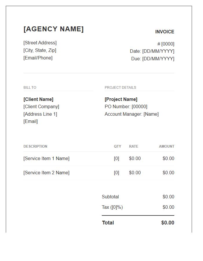 Minimalist Agency Purchase Invoice Template