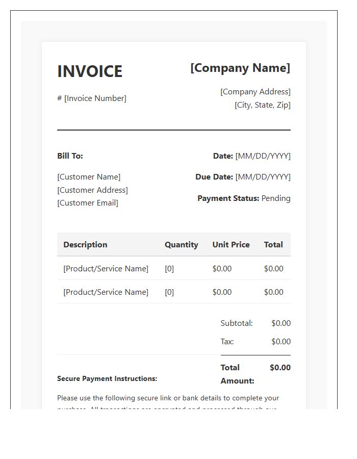 Secure Payment Purchase Invoice Template