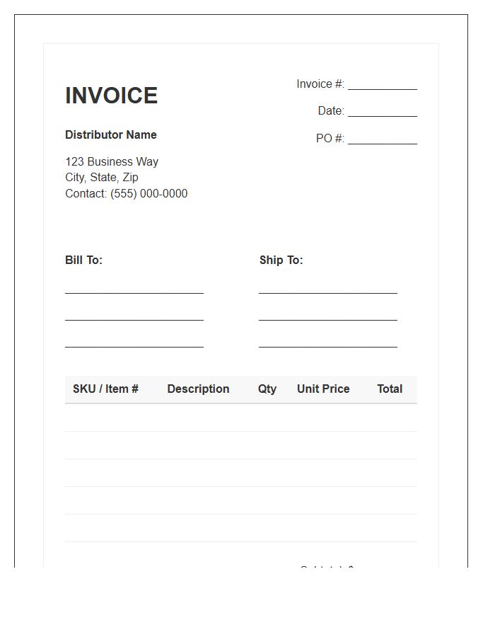 Distributor Wholesale Purchase Invoice Template