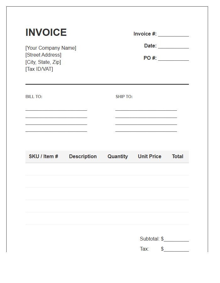Wholesale Goods Purchase Invoice Template