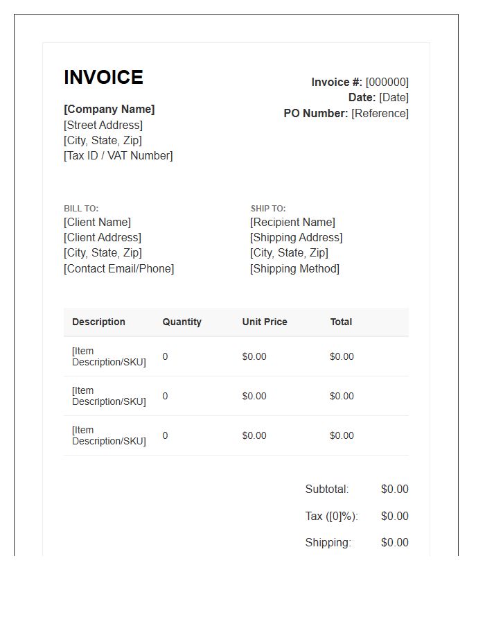 Commercial Goods Purchase Invoice Template