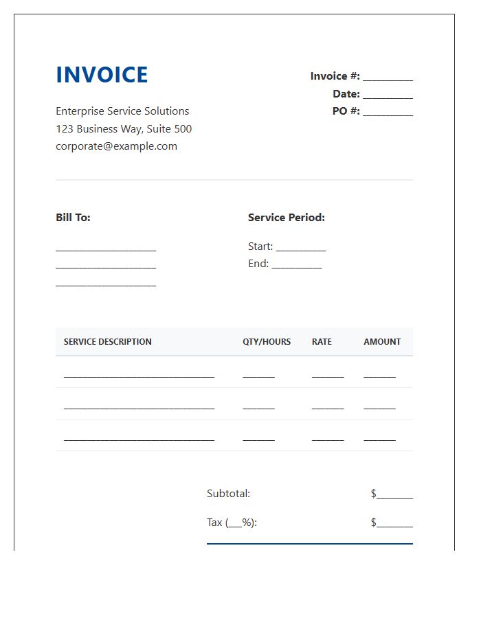 Enterprise Service Purchase Invoice Template