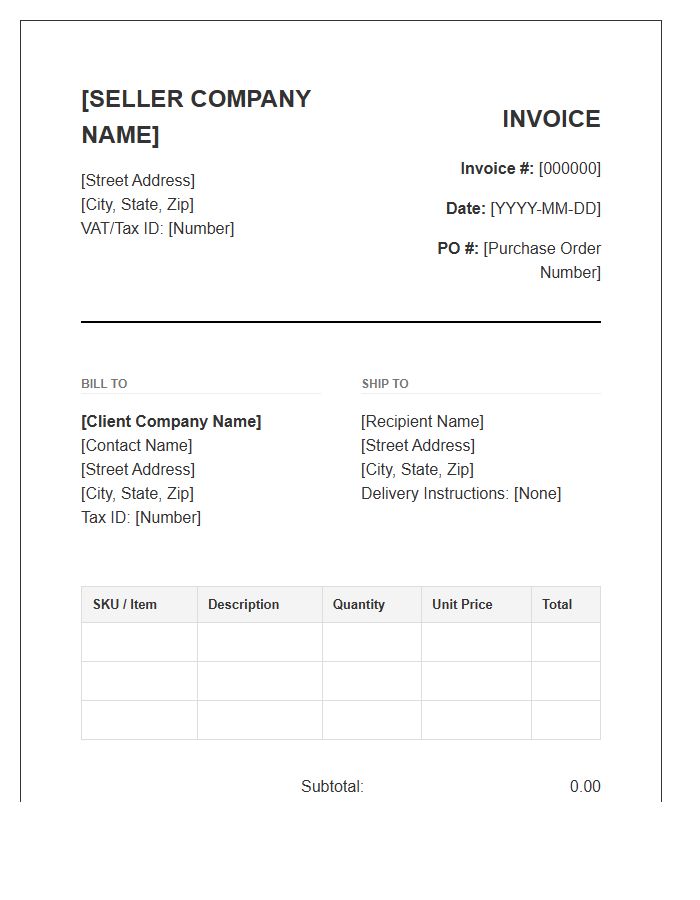 B2B Commercial Purchase Transaction Invoice Template