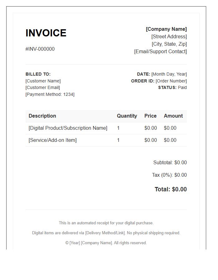 Automated Billing Digital Purchase Invoice Template