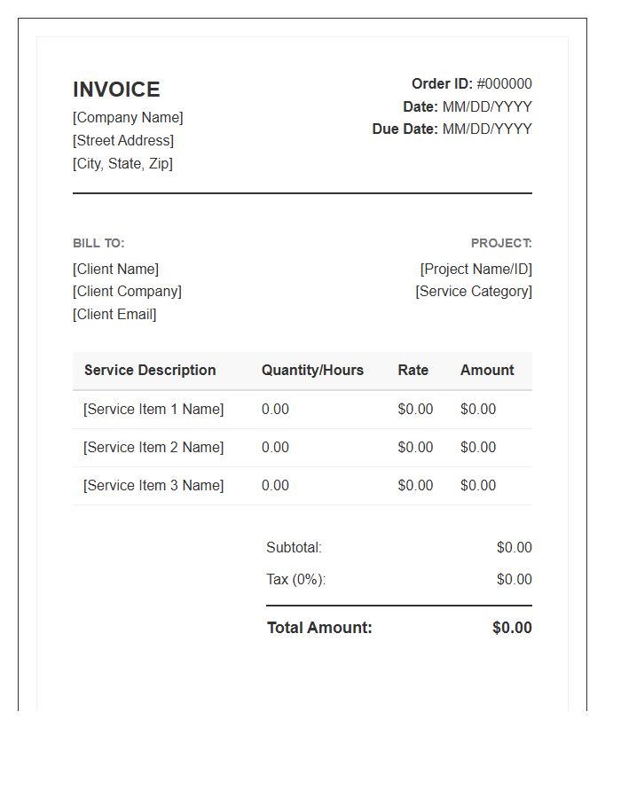 Digital Service Order Invoice Template Format