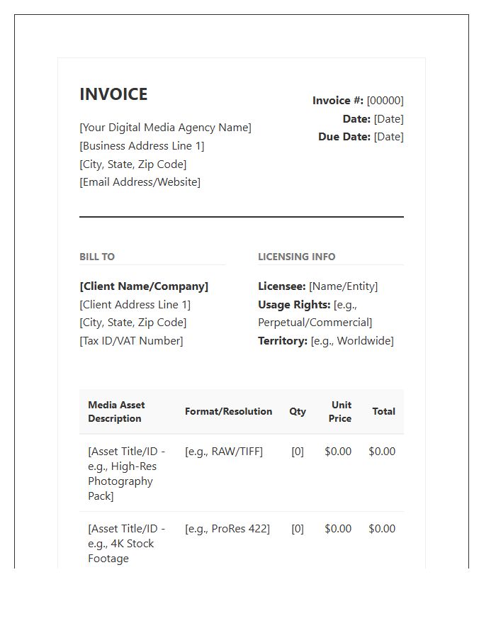 Formal Digital Media Purchase Invoice Template