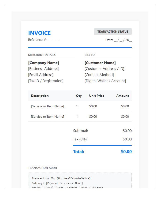 Official Digital Transaction Invoice Template