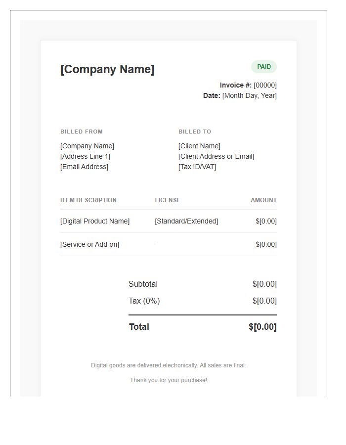 Premium Digital Goods Invoice Template