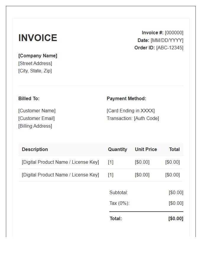 Retail Digital Purchase Invoice Template Layout