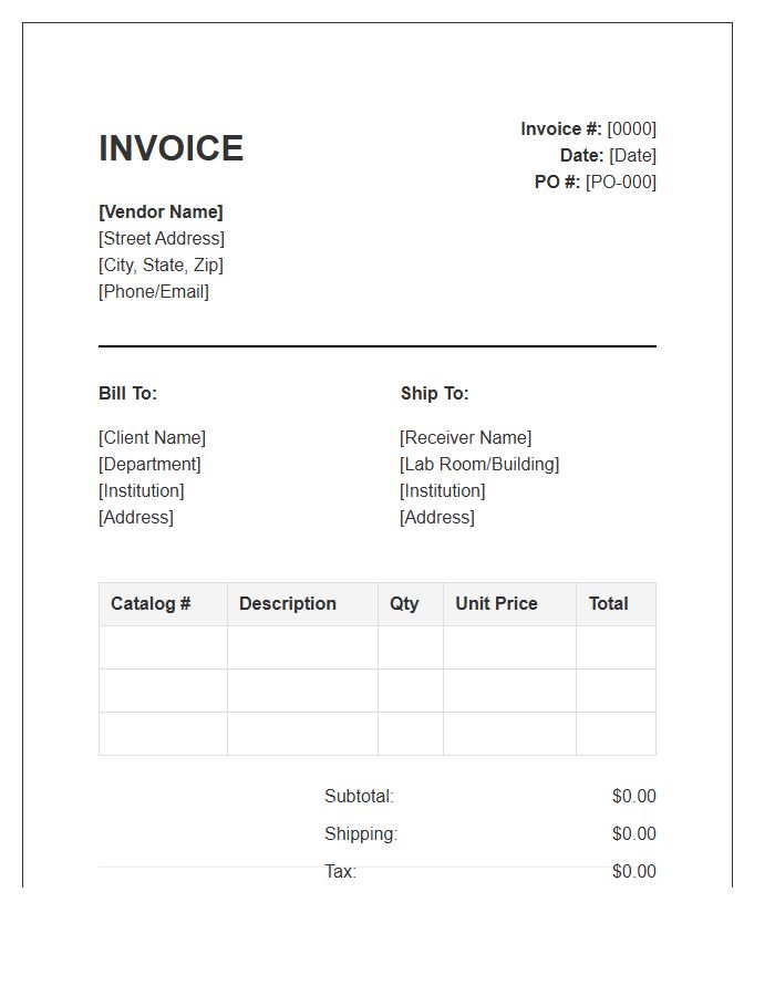 Laboratory Equipment Purchase Invoice Template