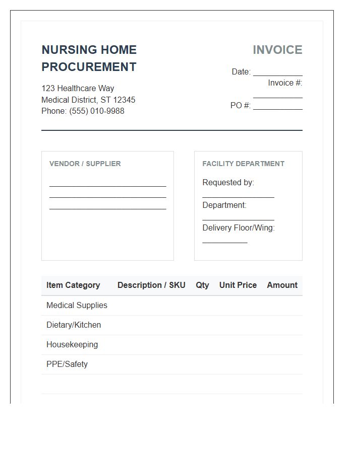 Nursing Home Procurement Invoice Template