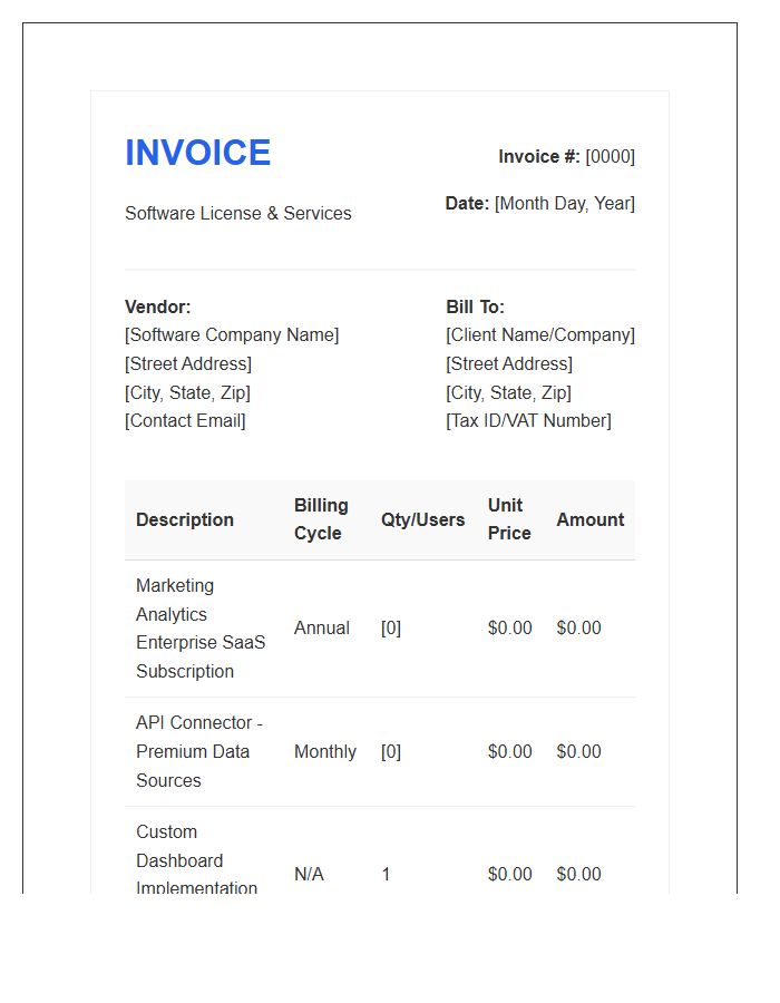 Marketing Analytics Software Purchase Invoice Template
