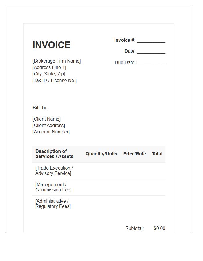 Brokerage Services Purchase Invoice Template